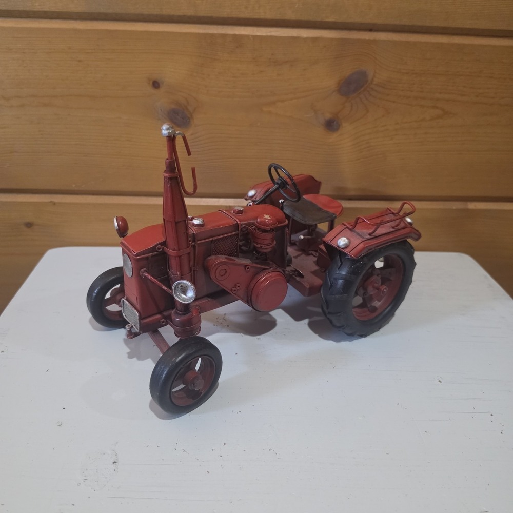Vintage red Metal Tractor Farmall Cub 12"